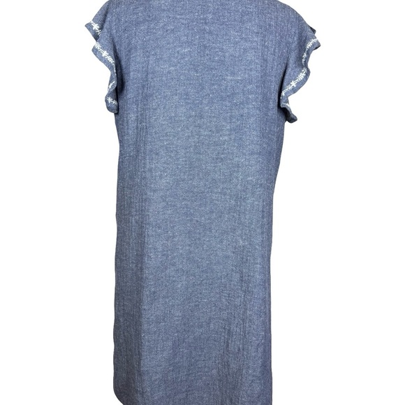 THML Blue Chambry Dress with Colorful Floral Embroidery - Picture 5 of 7